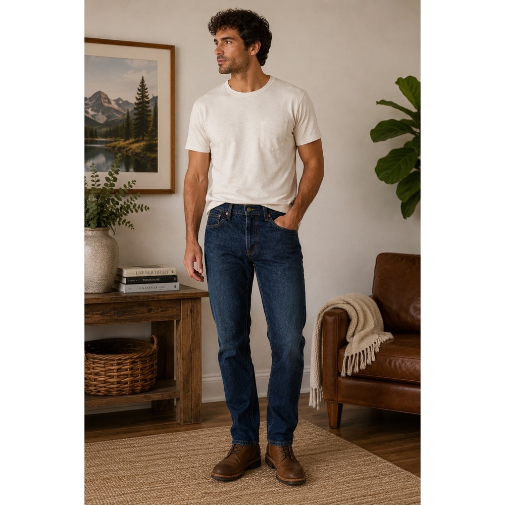 Levis 505 Regular Fit Straight Leg Jeans Dark Wash Indigo Blue Mens 30x30